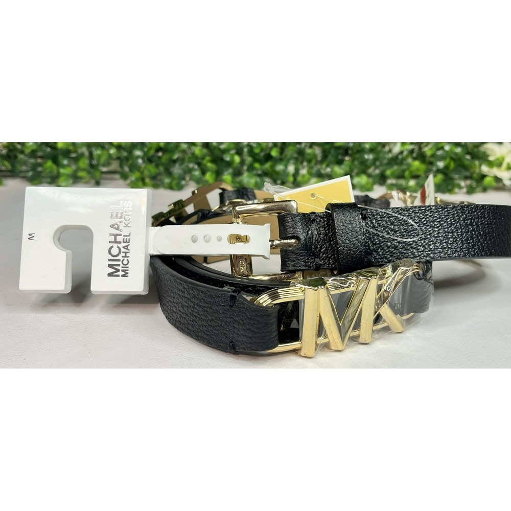 Michael Kors Women's 25mm Logo Station Black Belt Size Medium - NEW - Picture 5 of 8